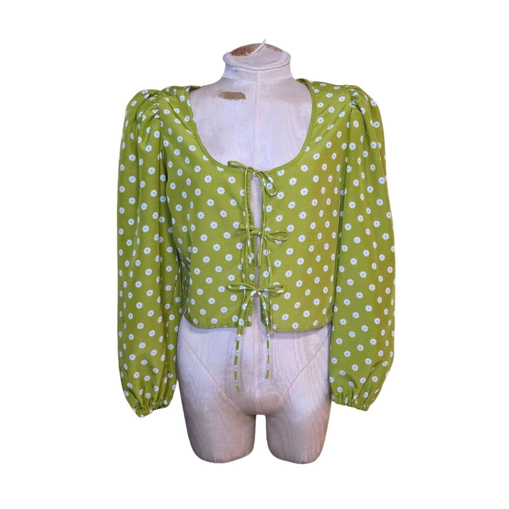 Levis Cropped Tie Front Pheasant‎ Boho Women's Top Size Small